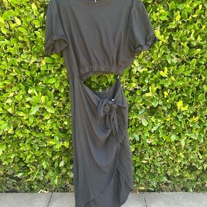 Free People black Ruched Tie Front Sundress